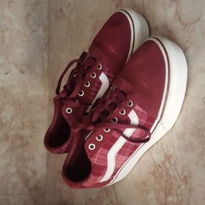 Vans Red Wine Suede Women's Plataform Loafers Shoes Size 10
